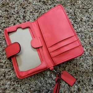 Coach Leather Cell Phone Holder Clutch Salmon Pink